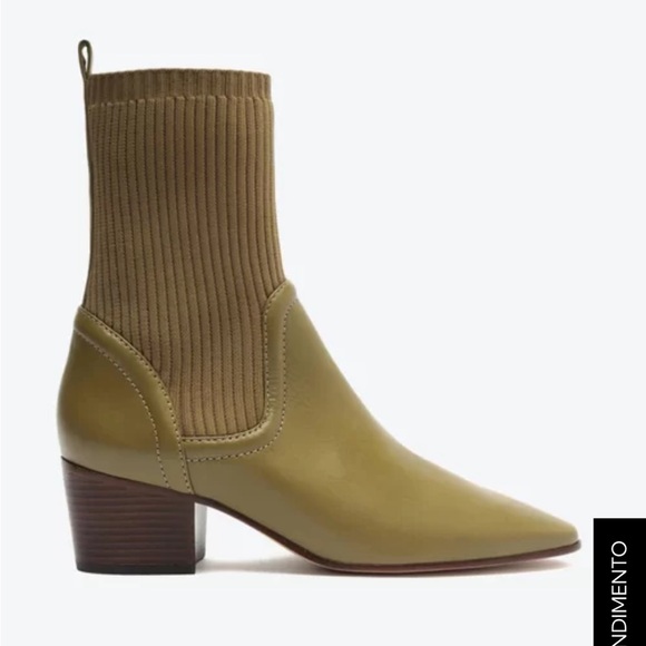 New Schutz Leather Sweater‎ Knit Mid Boots - Camille Knit color green size 8 - Picture 3 of 14